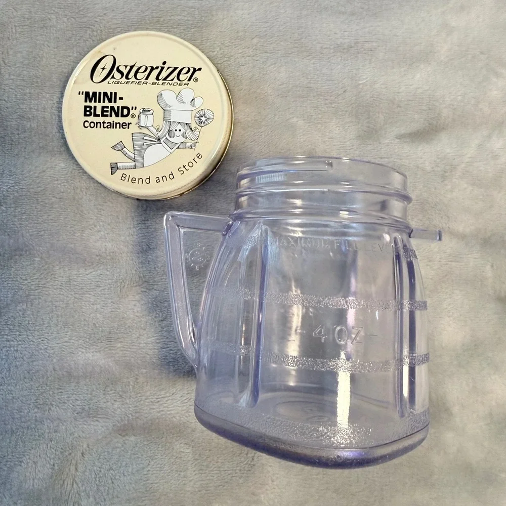Vintage Osterizer Mini-Blend 8 Oz Container Jar Lid 1970s Blend & Store
